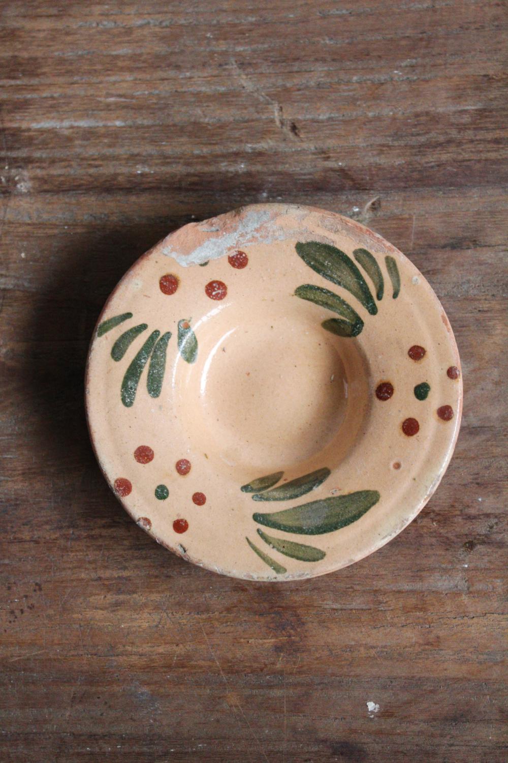 Vintage ceramic plate terracotta/dotts mini