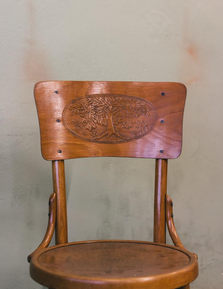 Vintage stol med motiv
