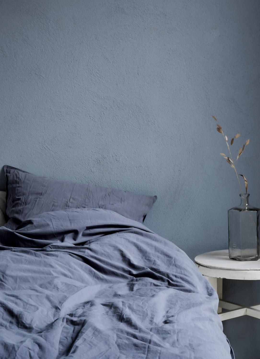Duvet Cover Set Crinkle Dusty Blue Ab Smaland