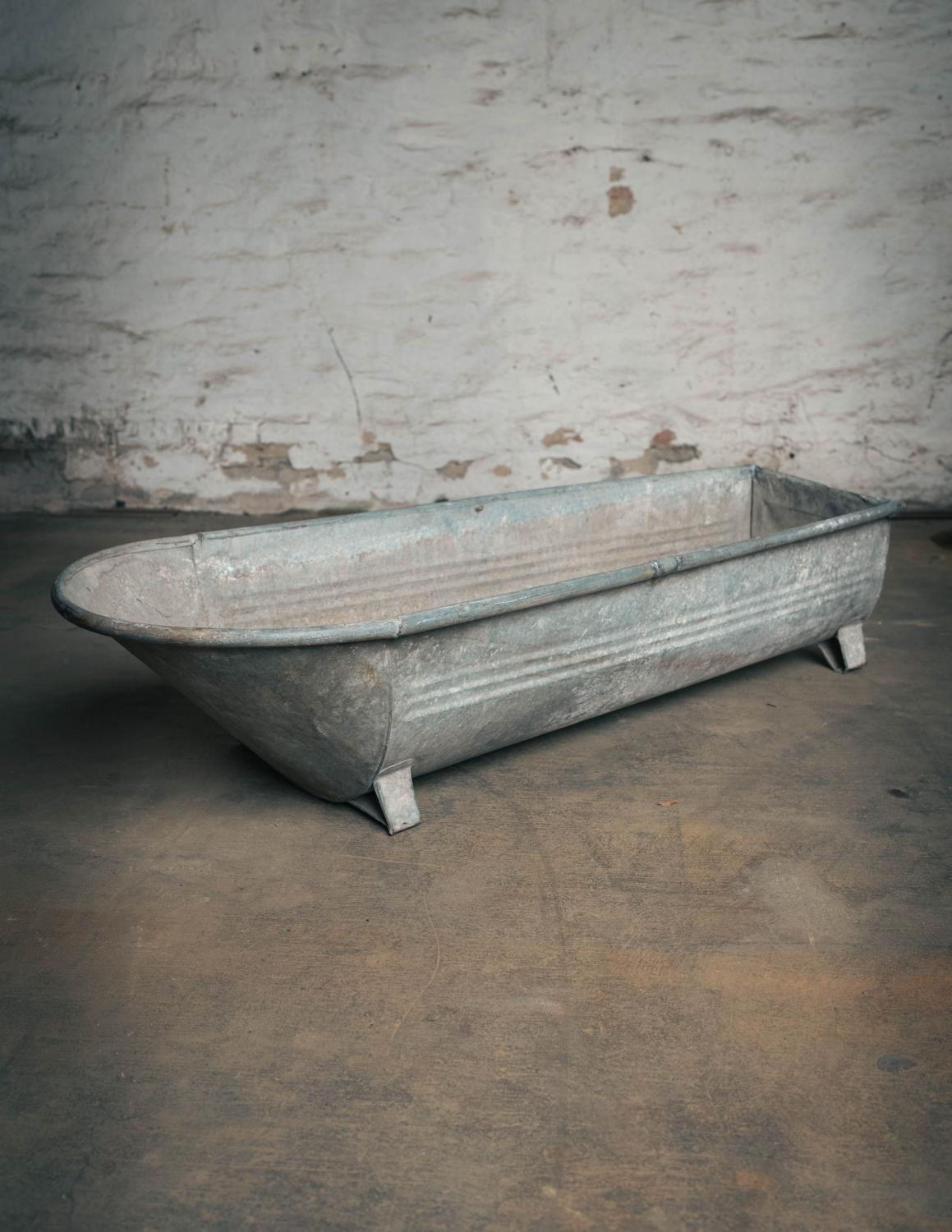 Vintage zinc bathtub from the 1940s