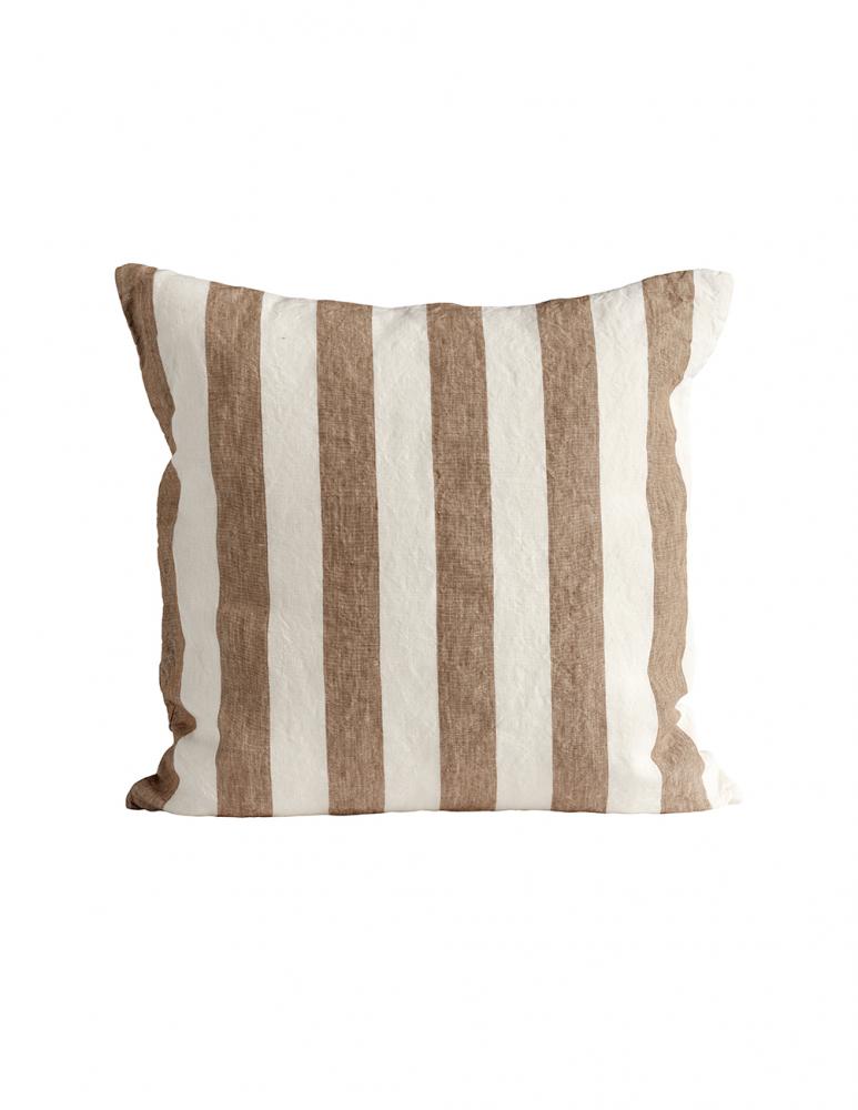 Walnut Striped Linen Cushion Cover 50x50cm