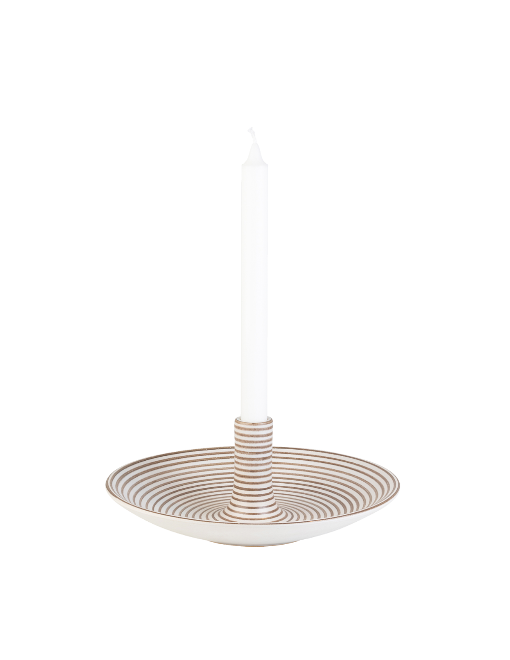 Large Candle Holder White/Brown
