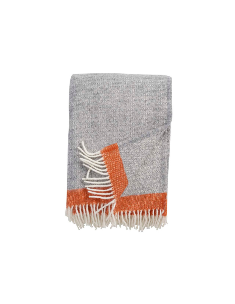 Hampus Grey/ Orange Wool Blanket