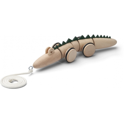Sidsel pull along crocodile toy - Nature/Hunter