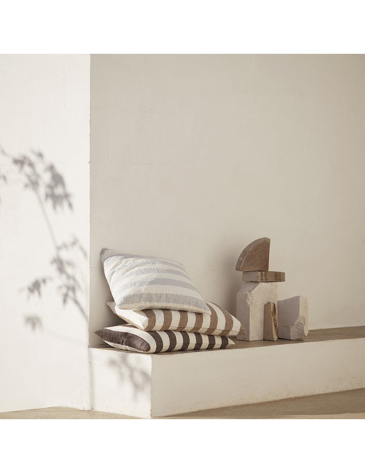 Walnut Striped Linen Cushion Cover 50x50cm