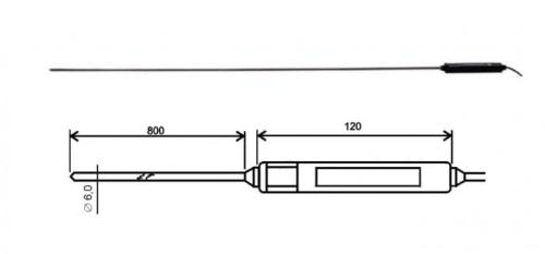 2021-150/C Insticksgivare Pt1000 med 1 m kabel och Cinch-kontakt