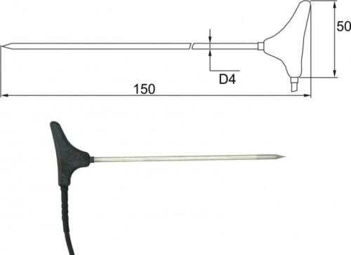 2091-250/C Spetsig insticksgivare Pt1000, 1 m kabel, Cinch-kontakt
