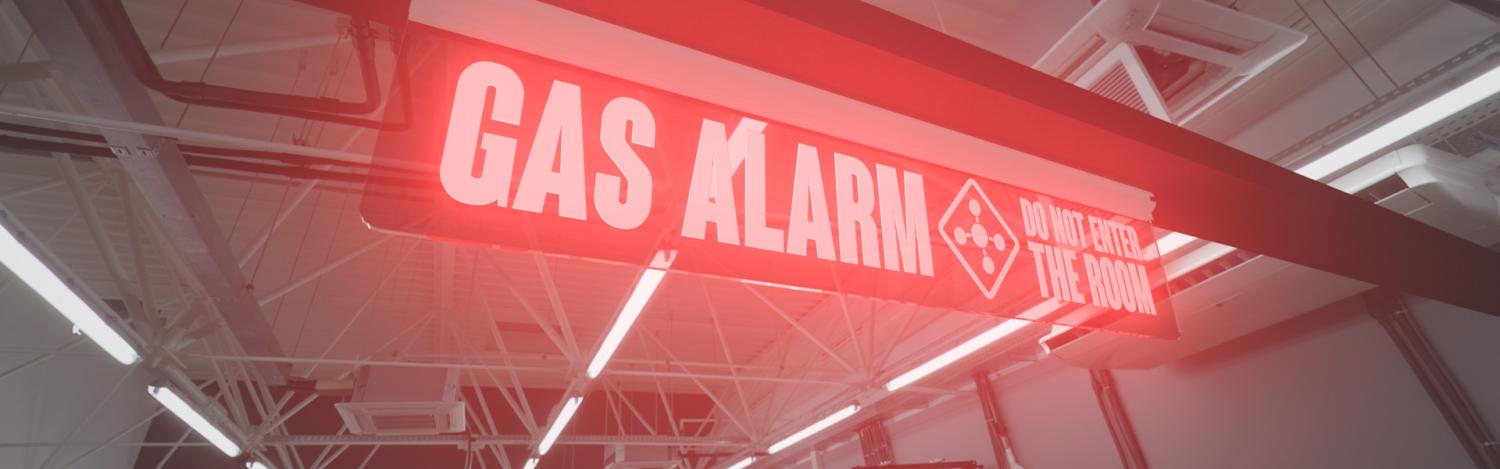 Varningsskyltar för gaslarmssystem