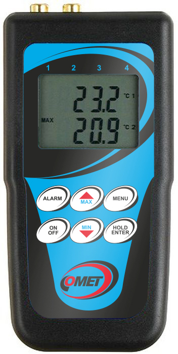 Handhållen termometer för två externa temperaturgivare typ Ni1000
