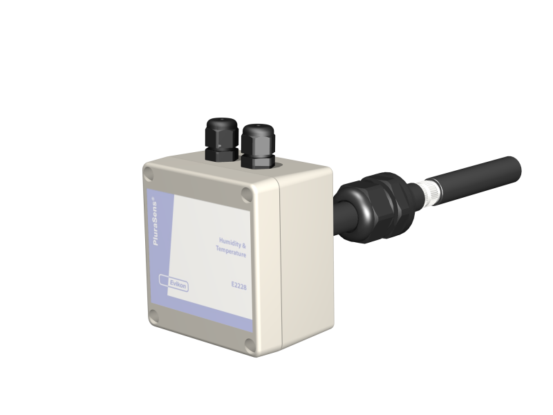Temperatur- & luftfuktighetstransmitter​ för kanal med analog ut, reläutg & RS485