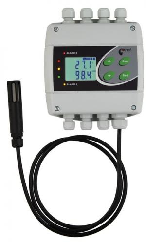 Temperatur- och luftfuktighetsregulator med extern givare och RS232