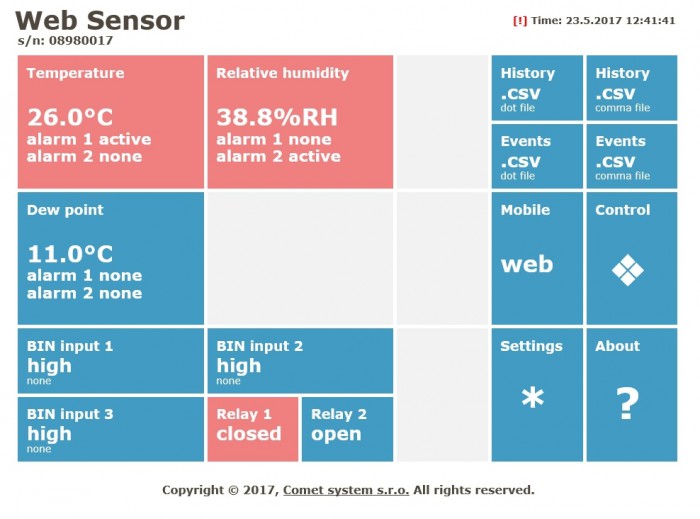 Web Sensor webbsida 1