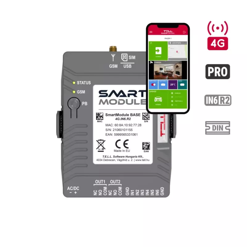 4G-larmsändare & fjärrstyrning med mobilapp - Smart Module BASE