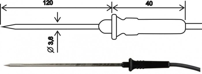 Insticksgivare Pt1000, 1 m kabel med ELKA-kontakt