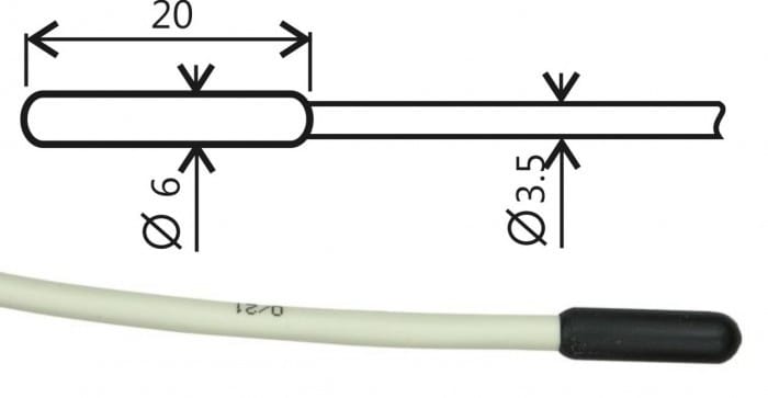 Temperaturgivare i polyamid Pt1000 med kabel och ELKA-kontakt