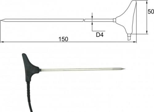 Insticksgivare T Pt1000 med kabel och ELKA-kontakt