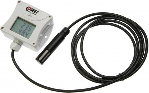 Temperatur- och luftfuktighetsmätare med extern givare, display och Ethernet