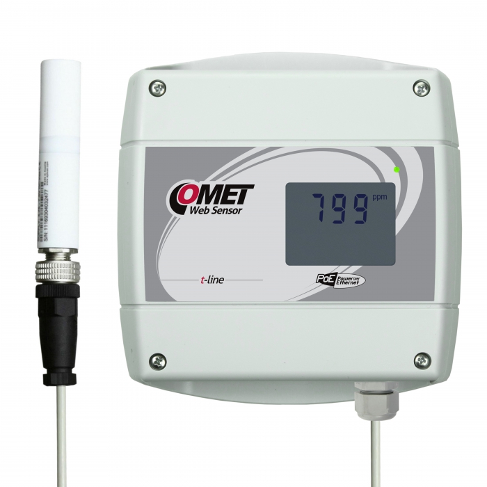 PoE Web Sensor CO2-transmitter m Ethernet, kabel 1 m