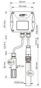 temp- & luftfuktighetstransmitter, CO2 Web Sensor, extern sensor med 1m kabel, 0 - 10000ppm