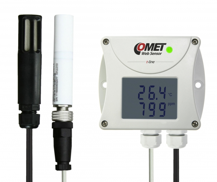 temp- & luftfuktighetstransmitter, CO2 Web Sensor, extern sensor med 1m kabel, 0 - 10000ppm