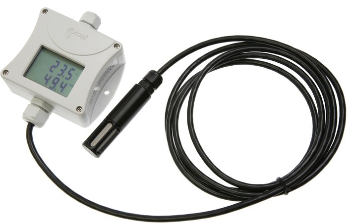 Barometertrycks-, temperatur- och luftfuktighetstransmitter med extern givare och display RS232