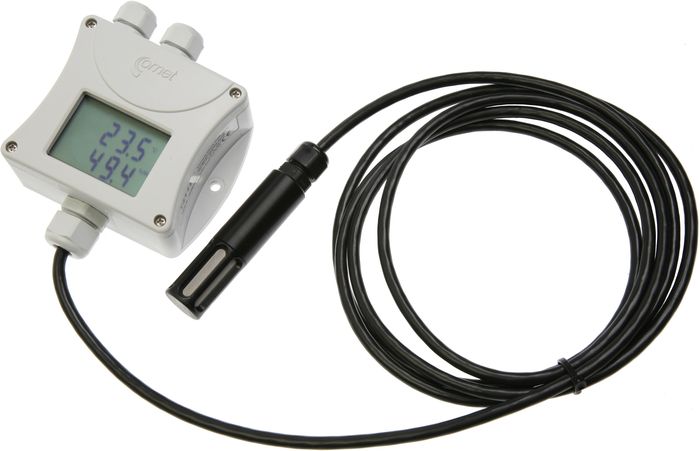 Barometertrycks-, temperatur- och luftfuktighetstransmitter med extern givare och display RS485