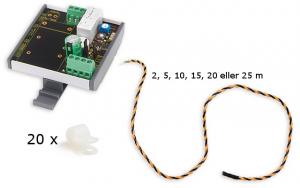 Vattenläckagelarm med sensor- och anslutningskabel