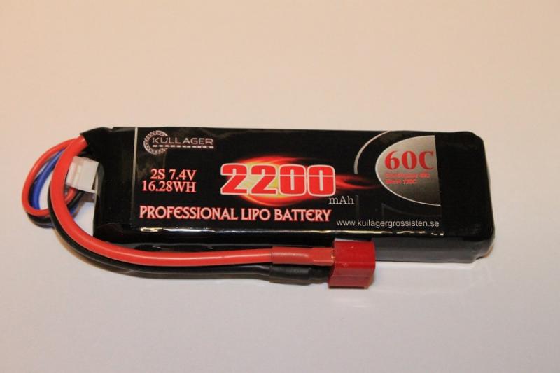 Lipo 2S 7.4V 2200mAh 65C Dean Kontakt