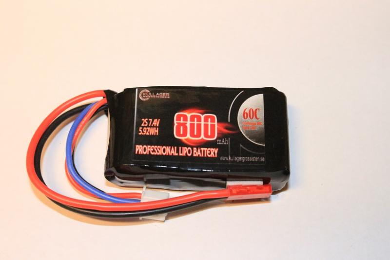 Lipo 2S 7.4V 800mAh 60C JST Kontakt