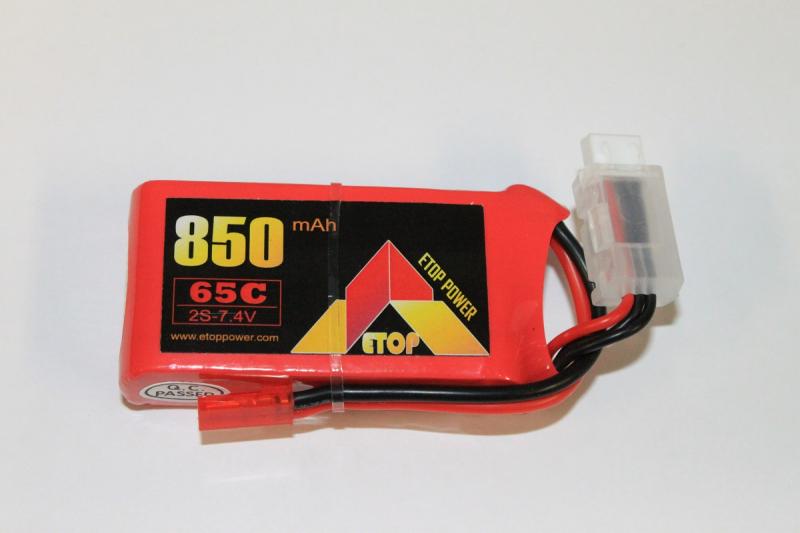 Lipo Batteri 2S 7.4V 850mAh 65C JST ETOP Power