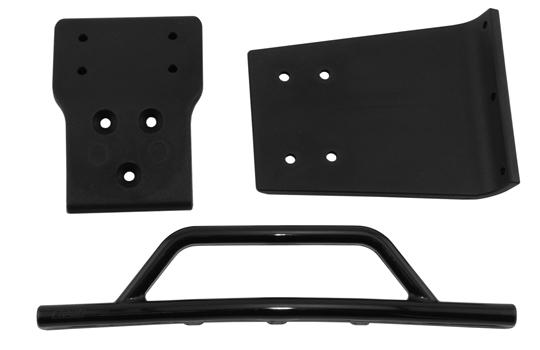 Bumper & Skid plate front. Traxxas Slash 4x4 Black. RPM.