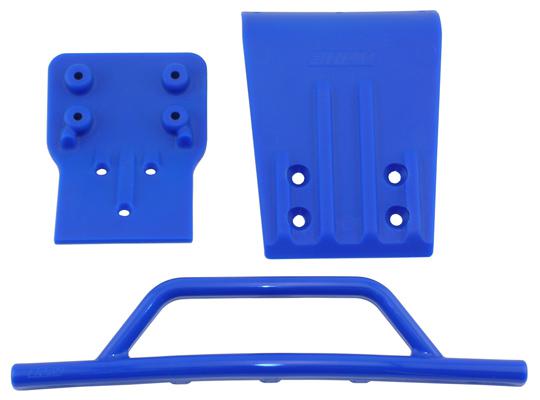 Bumper and Skidplate Front. Traxxas Slash 4x4. Blue. RPM.