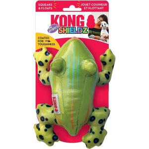 Kong Shields Tropics Frog har en förseglad utsida som gör den extra tålig och även enkel att torka av vilket gör att den passar både för inomhus- och utomhuslekar.