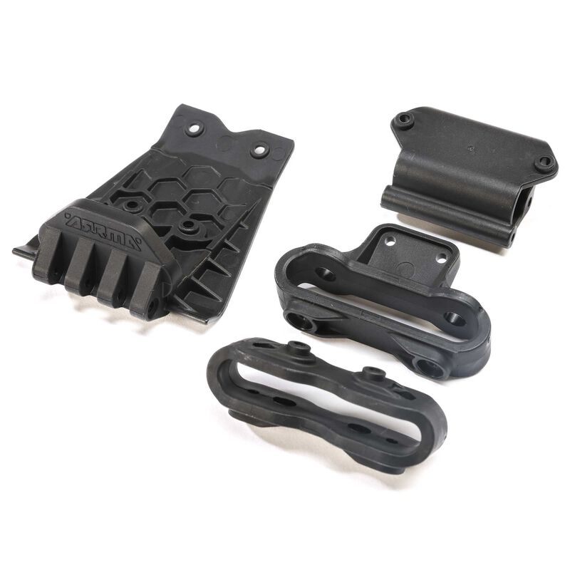 Lower Skid and Bumper Mount Set Black Arrma Gorgon 4x2 Mega