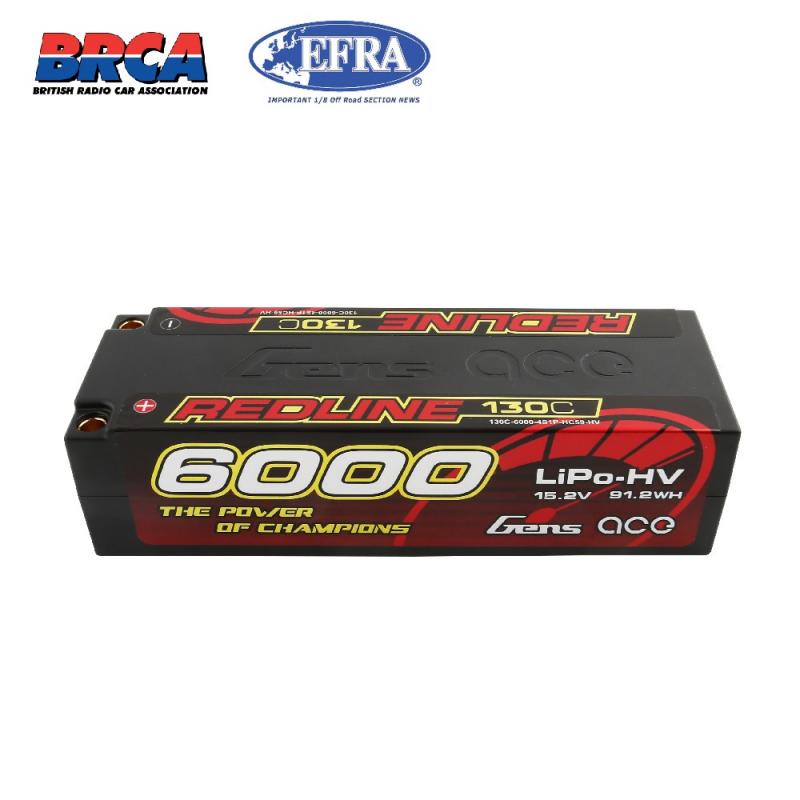 Gens Ace Red Line HV Lipo 4S 15.2V 6000mAh 130C Hardcase EFRA/ROAR