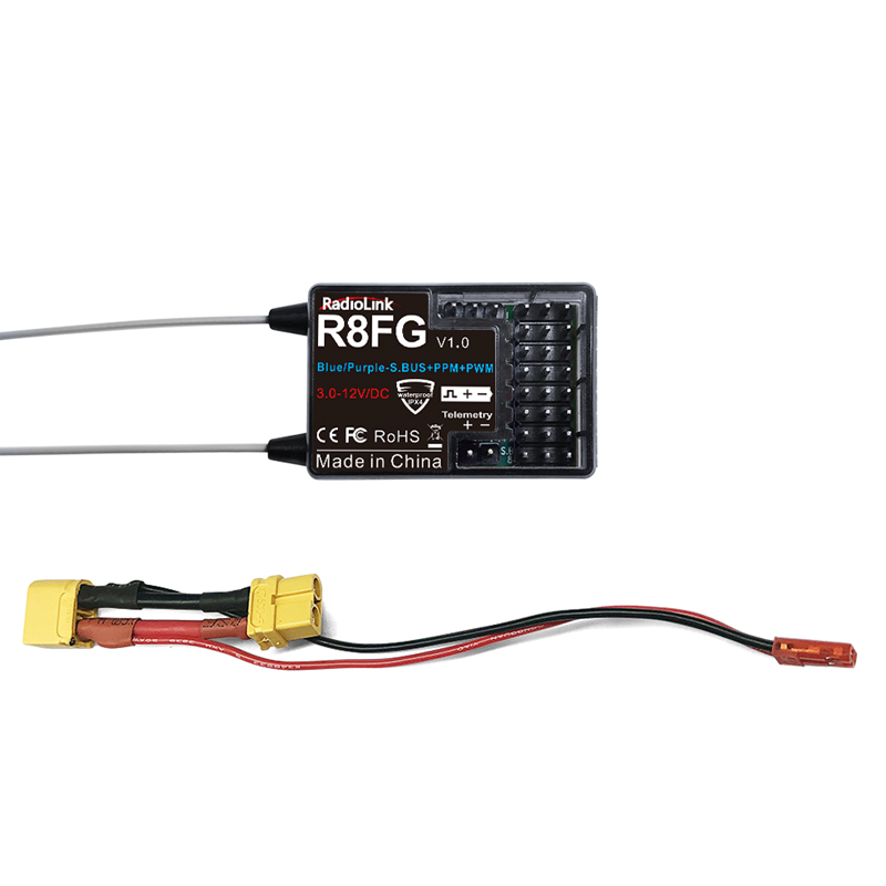 R8FG 8-Kanals Mottagare 2.4GHz Waterproof IPX4 PWM+PPM+SBUS