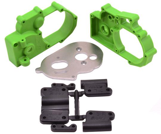 Gearbox Housing and mounts. Grön. Traxxas. RPM.