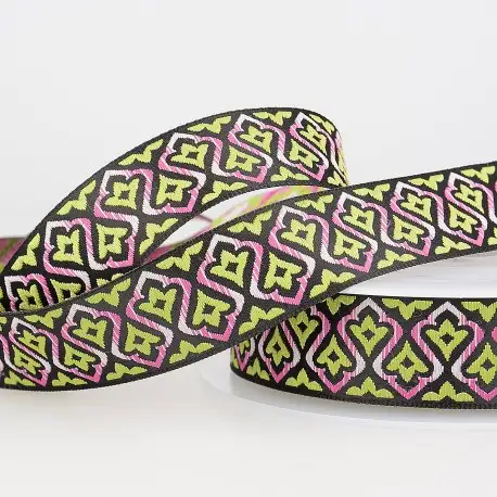 Jacquardband - Grön/Rosa