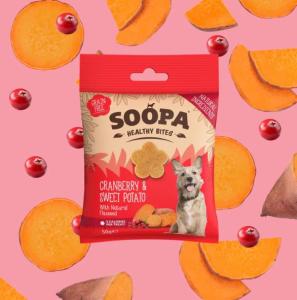 Soopa Healthy Bites är spannmålsfria, allergivänliga och tillverkade av naturliga ingredienser av humankvalitet. Dessa små bitar är utmärkta att använda för träning.