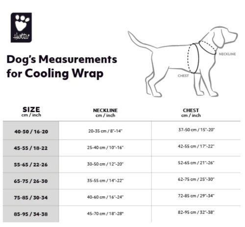 storleksguide Hurtta cooling wrap