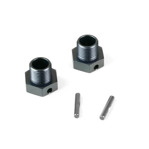 TKR9671 Wheel Hubs (+2mm offset, 17mm, gun metal ano, w/pins, 2pcs)