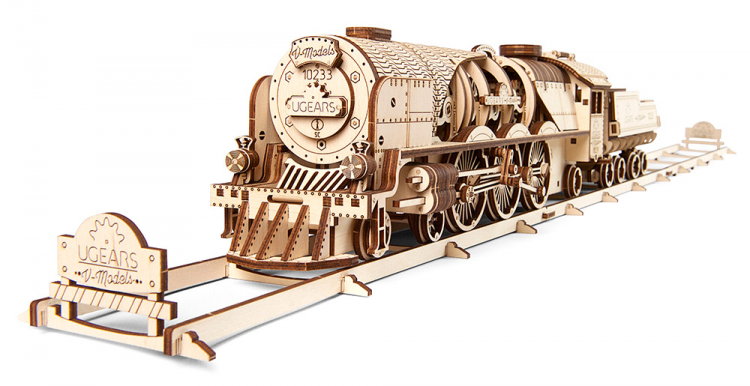 Ugears V-Express Steam Train with Tender Träbyggsats