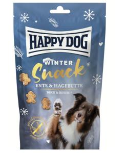 Happy Dog Winter Snack är ett hundgodis med välsmakande anka och fin nypon. Det spannmålsfria mellanmålet i form av en söt pepparkaksgubbe är också idealiskt för känsliga hundar.