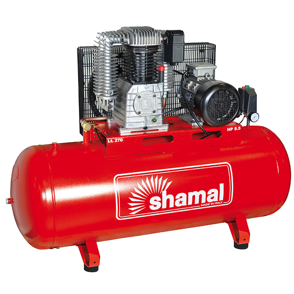 Kompressor Shamal kolvkompressor HD K30 5,5hk 10bar 270l/tank 586l/min 1000v/min 3-fas