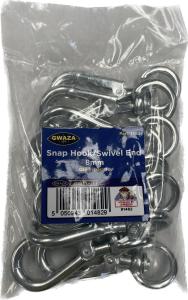 Karbinhakar med svirvel 8 mm - 10-pack