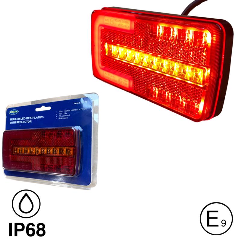 Bakre vagnsbelysning - LED - 3 i 1, 12V/24V