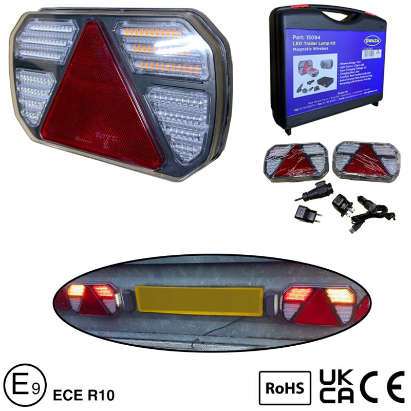 Släpvagnsbelysning LED trådlös - Magnetisk 13-polig