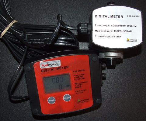 Digital Flödesmätare separat display 10-100L/min max435 1" Diesel