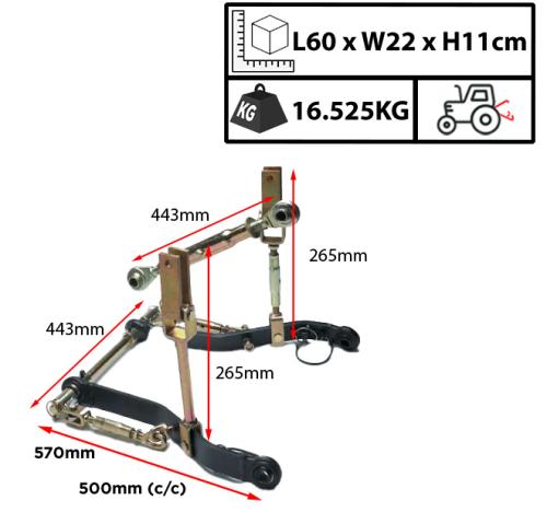 3-punktslyft till kompakttraktorer som Kubota / Iseki / Yanmar