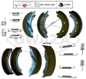 Bromsback komplett sats 200 x 50 mm för Knott